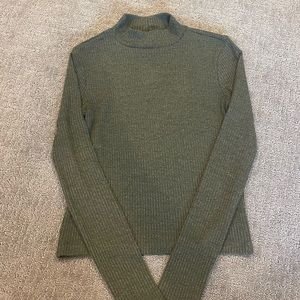 Olive Green Mockneck Long Sleeve Top Womens M